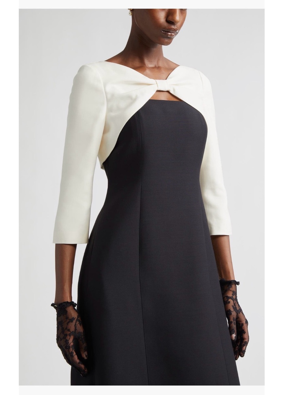 NWT $6,800 Valentino Colorblock Crepe Couture Midi Dress with Bow IT40=US4/6 - Picture 4 of 16